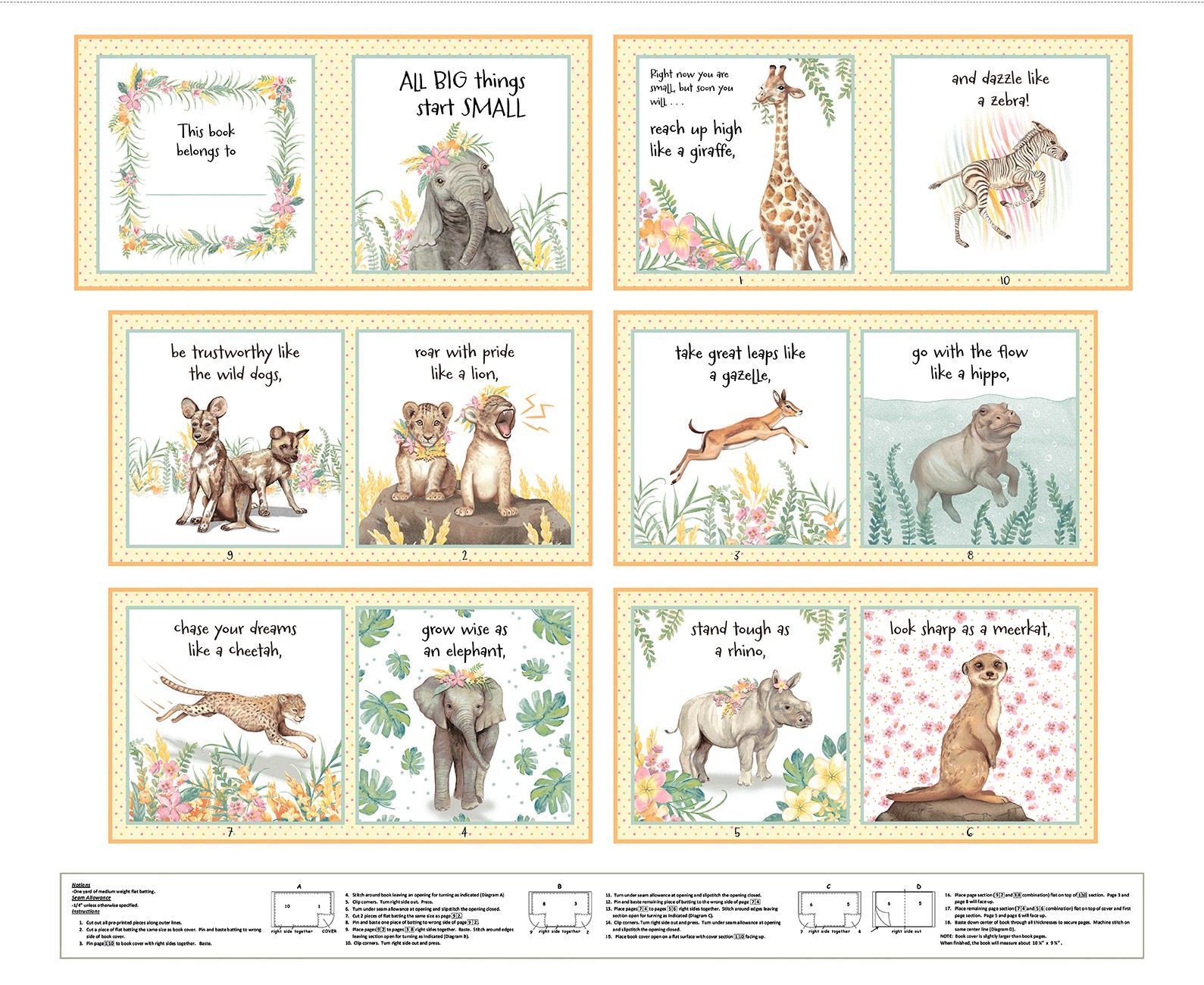 Multi Baby Animals Book Panel By Reed, Beth