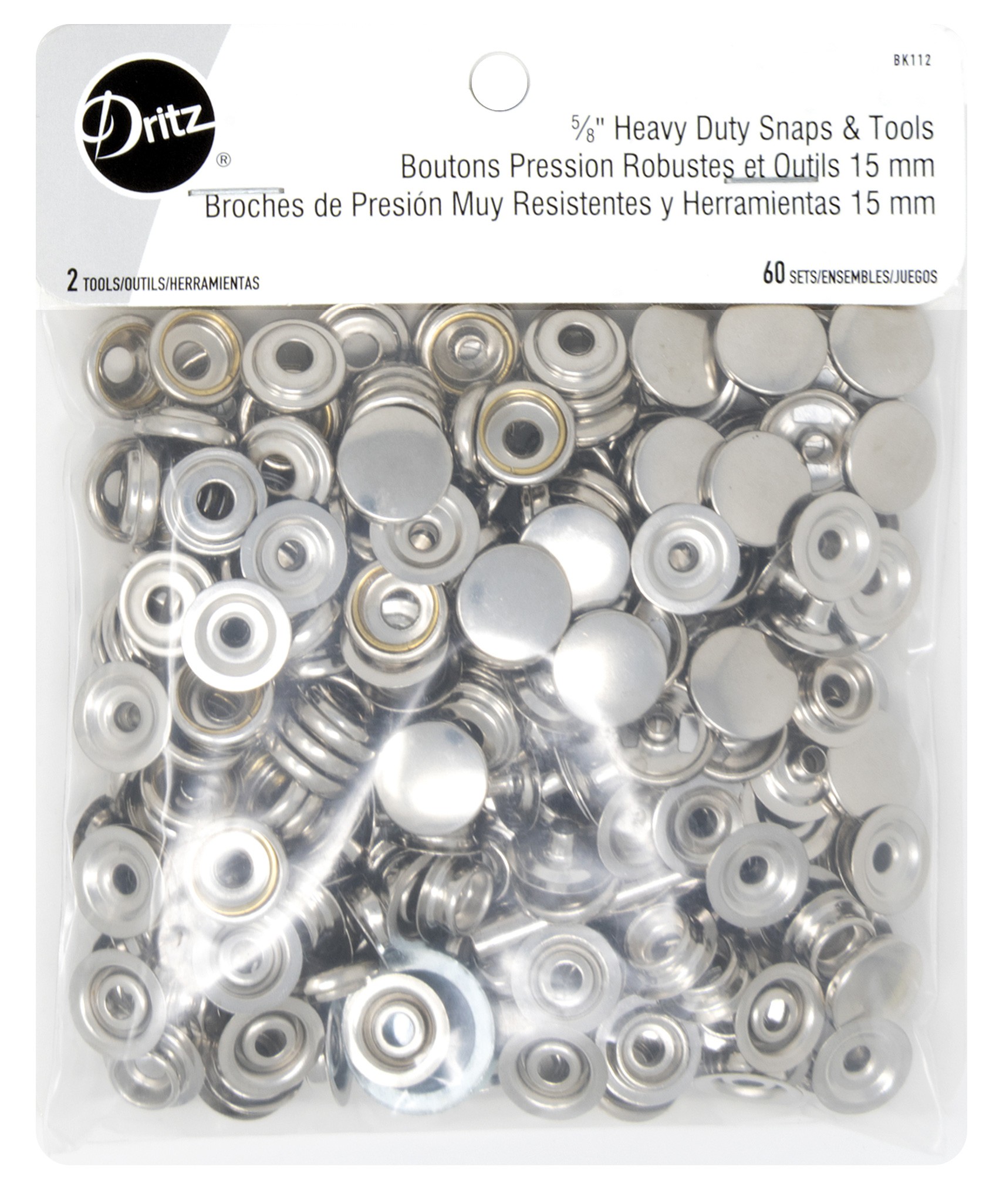 Heavy Duty Snaps Post & Stud Style 5/8in Nickel Includes Snaps & Tools