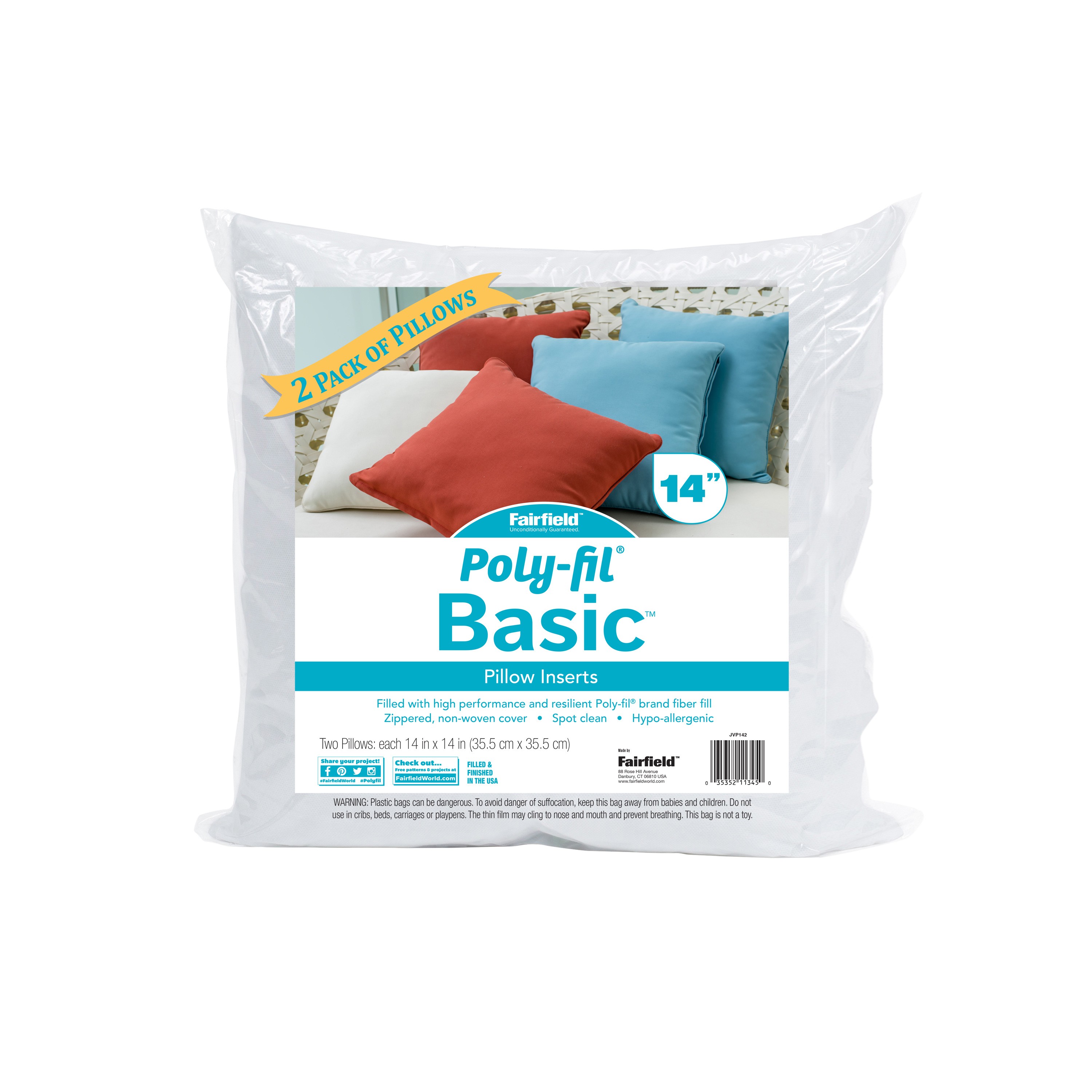 How Much Polyfill For A Pillow PolyFil Basic Pillow Insert 14in x 14in 2pk