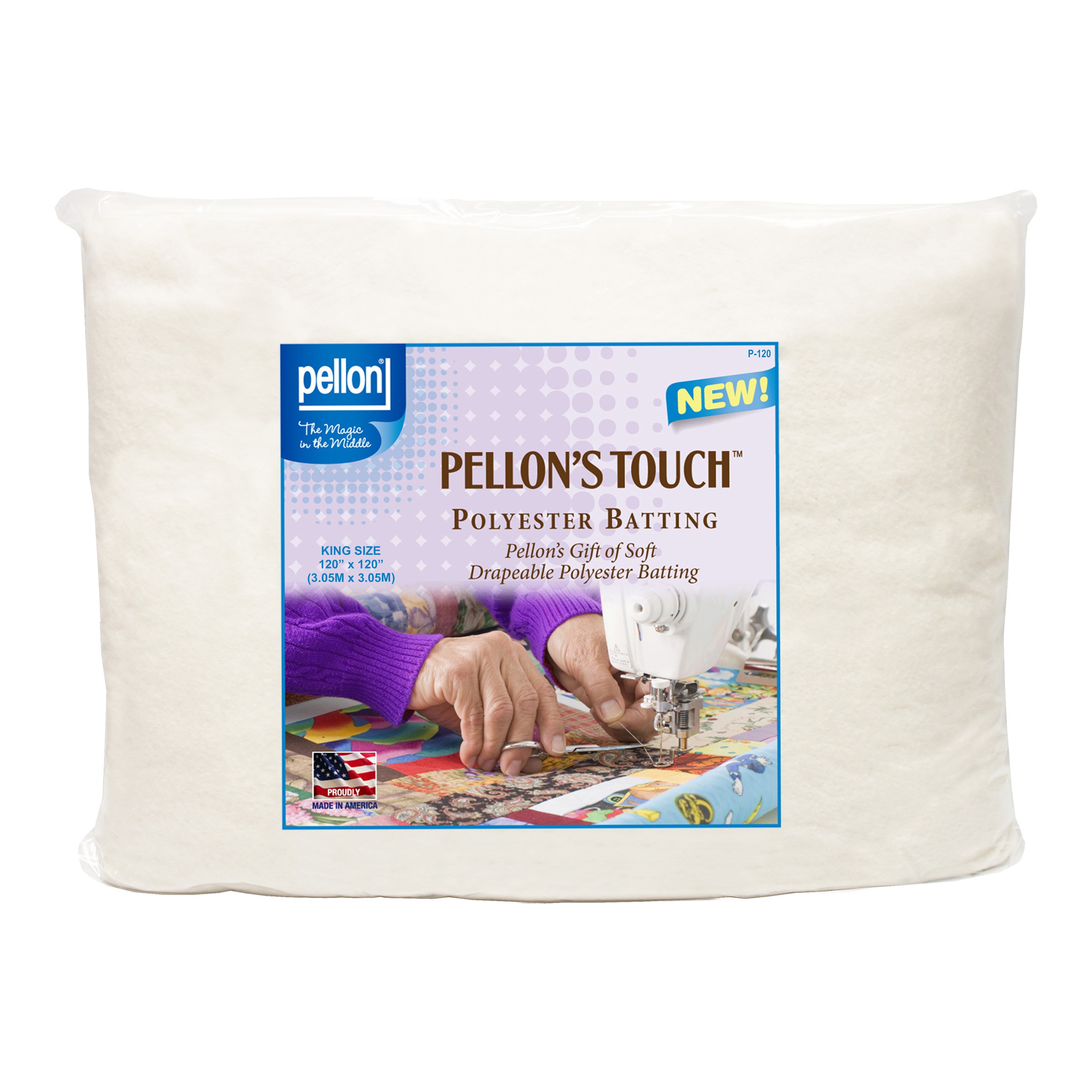 Pellon Quilters Touch 100 Polyester Batting KingSized 120in x 120in