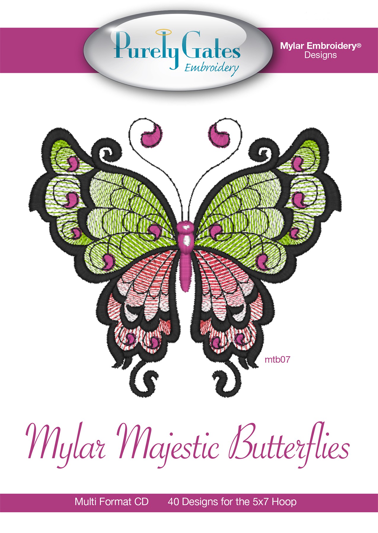 CD Mylar Embroidery Designs Mylar Majestic Butterflies Machine