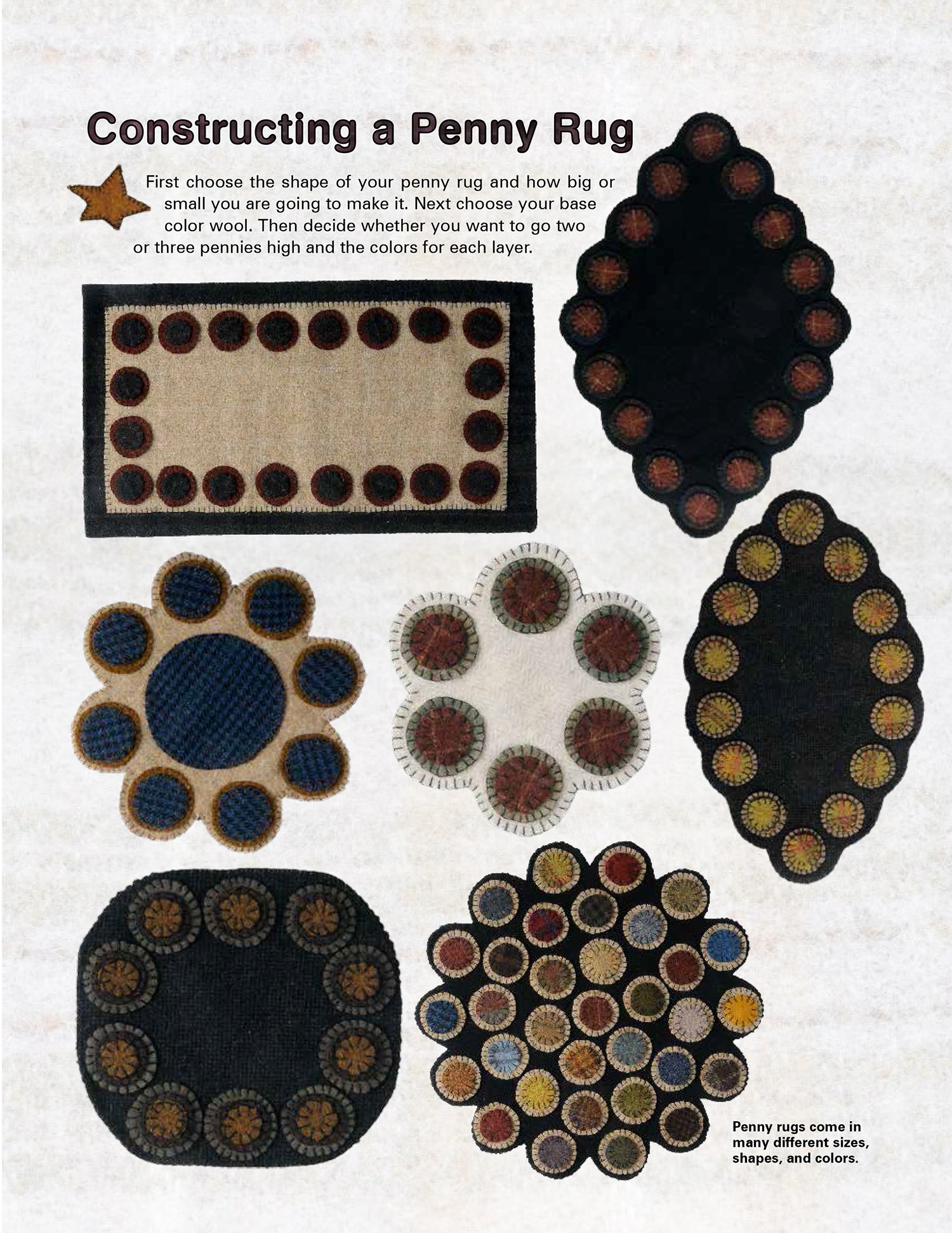 Penny Rugs Sewing Wool Applique By Sonnen, Janice