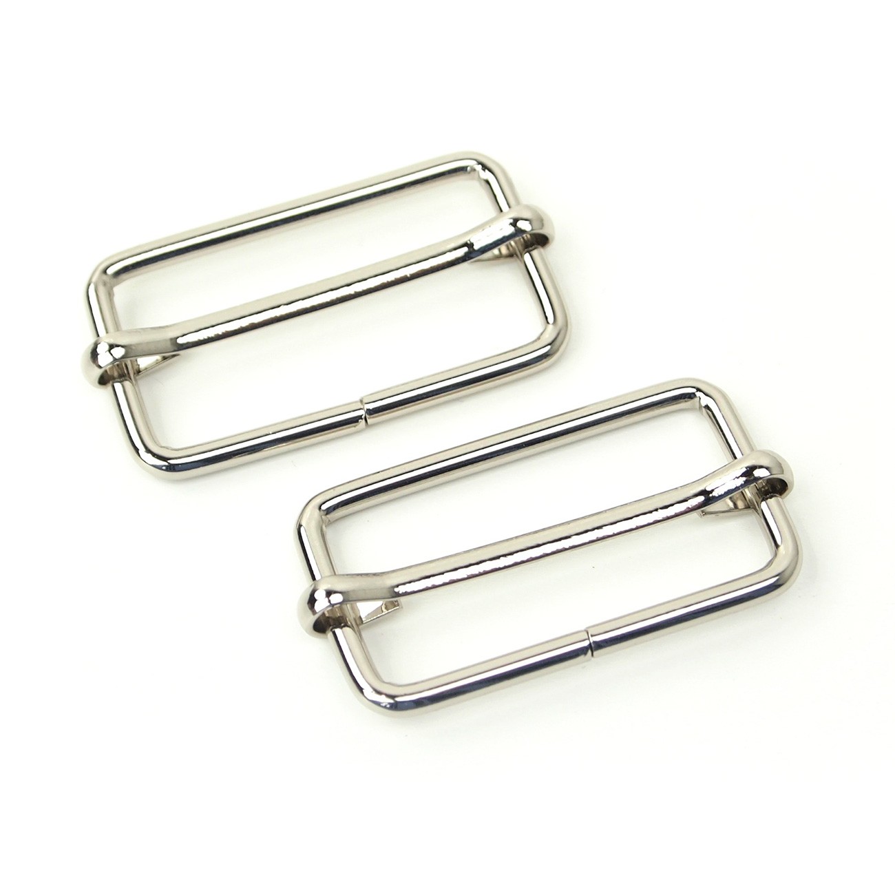 Two Slider Buckles 1 1/2" Nickel