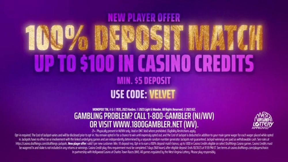 DraftKings Casino TV Spot, 'Jackpots Up to 100 Deposit Match' iSpot.tv