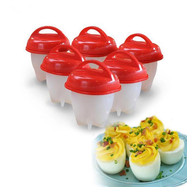 6x Egg Poacher Silicone Poaching Cups Boil Kitchen Microwave Stove Top