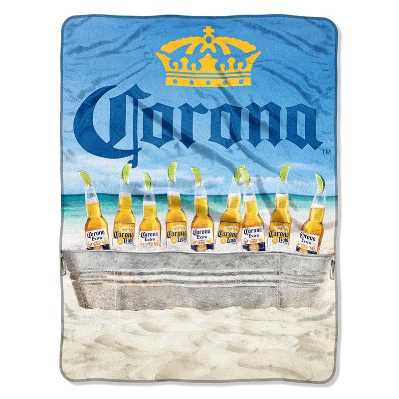 Corona Extra Beach Scene Plush Fleece Beach Blanket