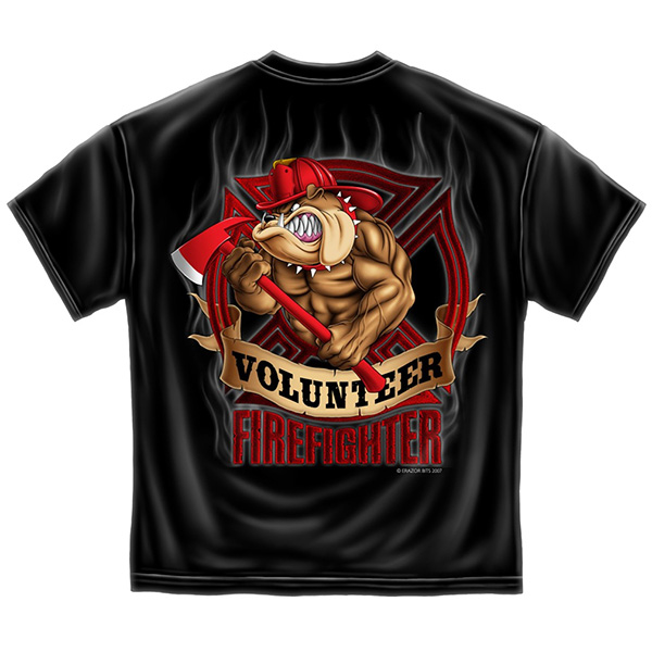 Volunteer Firefighter Dog Patriotic Logo TShirt