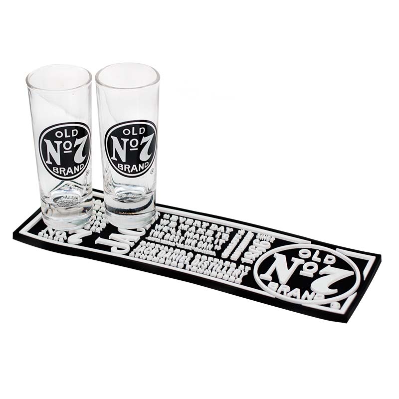Jack Daniels Shot Glass Bar Mat Set