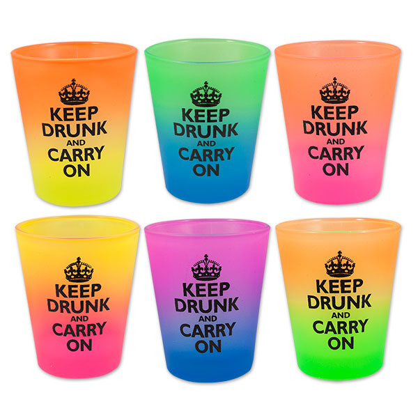 Keep Drunk and Carry On Neon Rainbow Shot Glass, Assorted