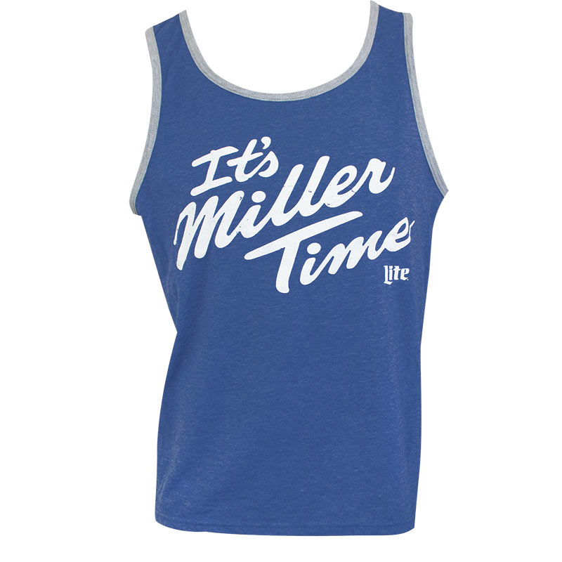 Miller Lite It's Miller Time Men's Heather Blue Tank Top