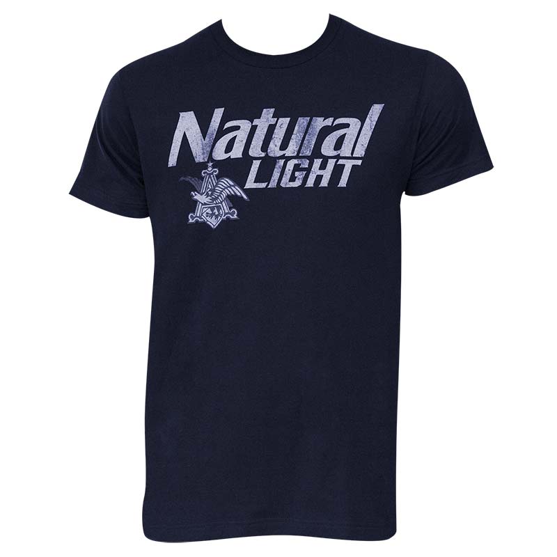 Natural Light Men's Navy Blue Faded Logo TShirt