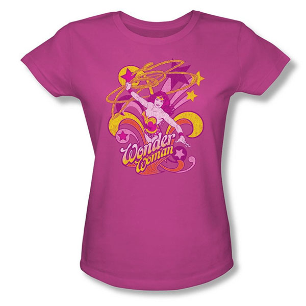Wonder Woman Save Me Hot Pink Juniors Graphic Tee Shirt