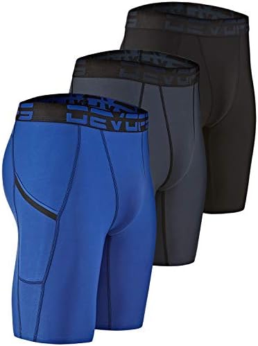 DEVOPS Men’s 3 Pack Sports Performance Active Compression Cool Dry Baselayer Shorts
