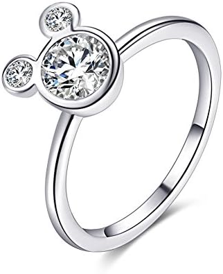 ERLUER Women’s Mickey Shape Rings Sterling Silver Plated Cubic Zirconia Mouse Ring for Women Girl Party Jewelry ERLUER Women’s Mickey Shape Rings Sterling Silver Plated Cubic Zirconia Mouse Ring for Women Girl Party Jewelry