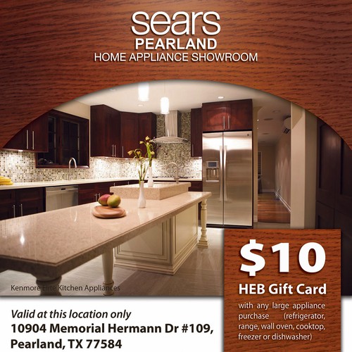 Create an ad for Sears Home Appliance Showroom Postcard, flyer or