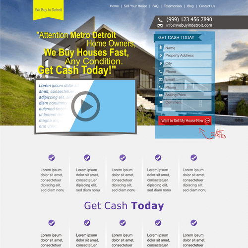 Creative Landing Page for Real Estate Investment Company in Michigan