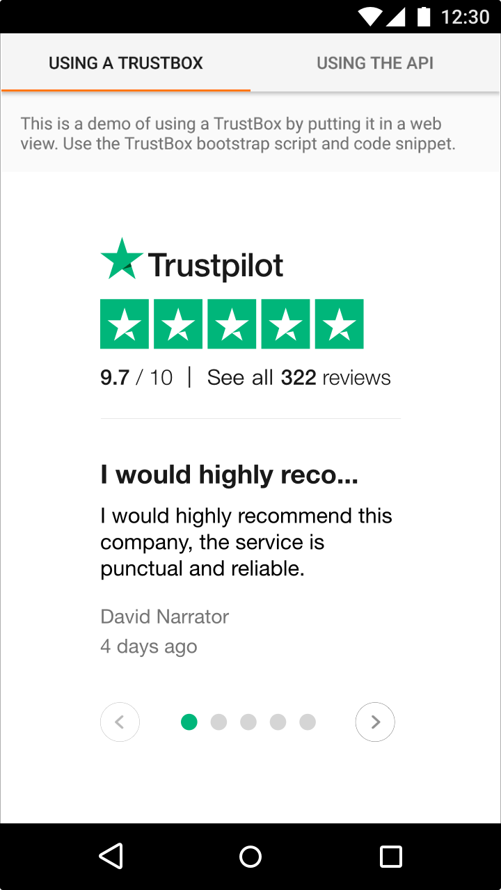 Add a TrustBox widget to your iOS or Android mobile app Trustpilot