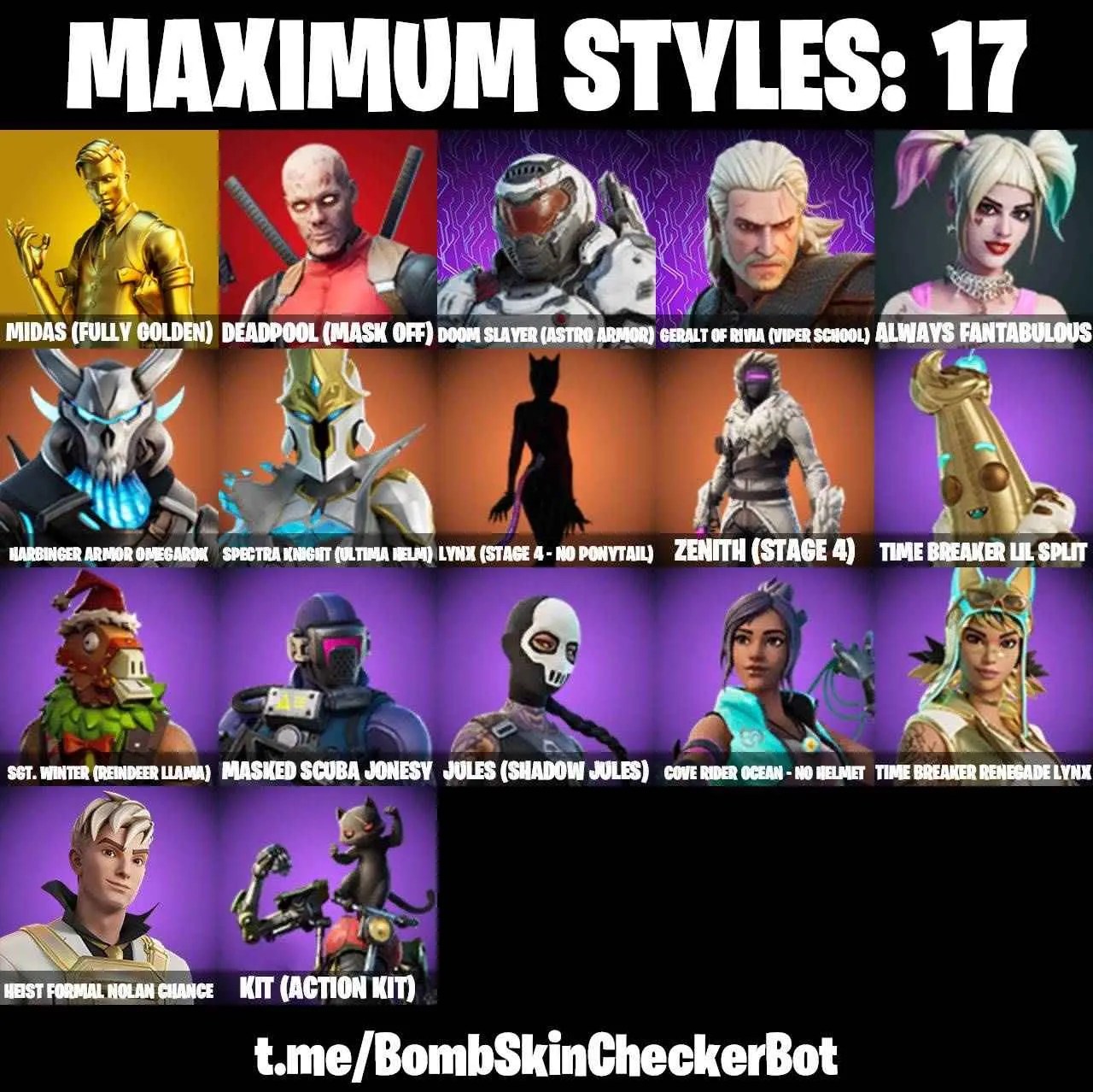 ️108 SKINS ️JOHN WICK ️WHIPLASH ️PLASTIC PATROLLER ️SPIDERMAN ️SPIDER