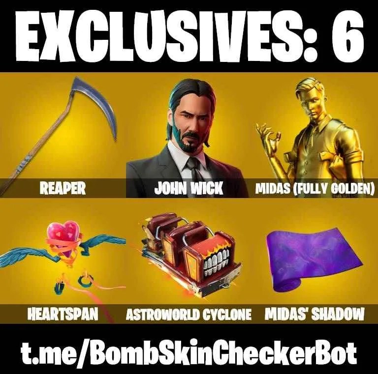️108 SKINS ️JOHN WICK ️WHIPLASH ️PLASTIC PATROLLER ️SPIDERMAN ️SPIDER