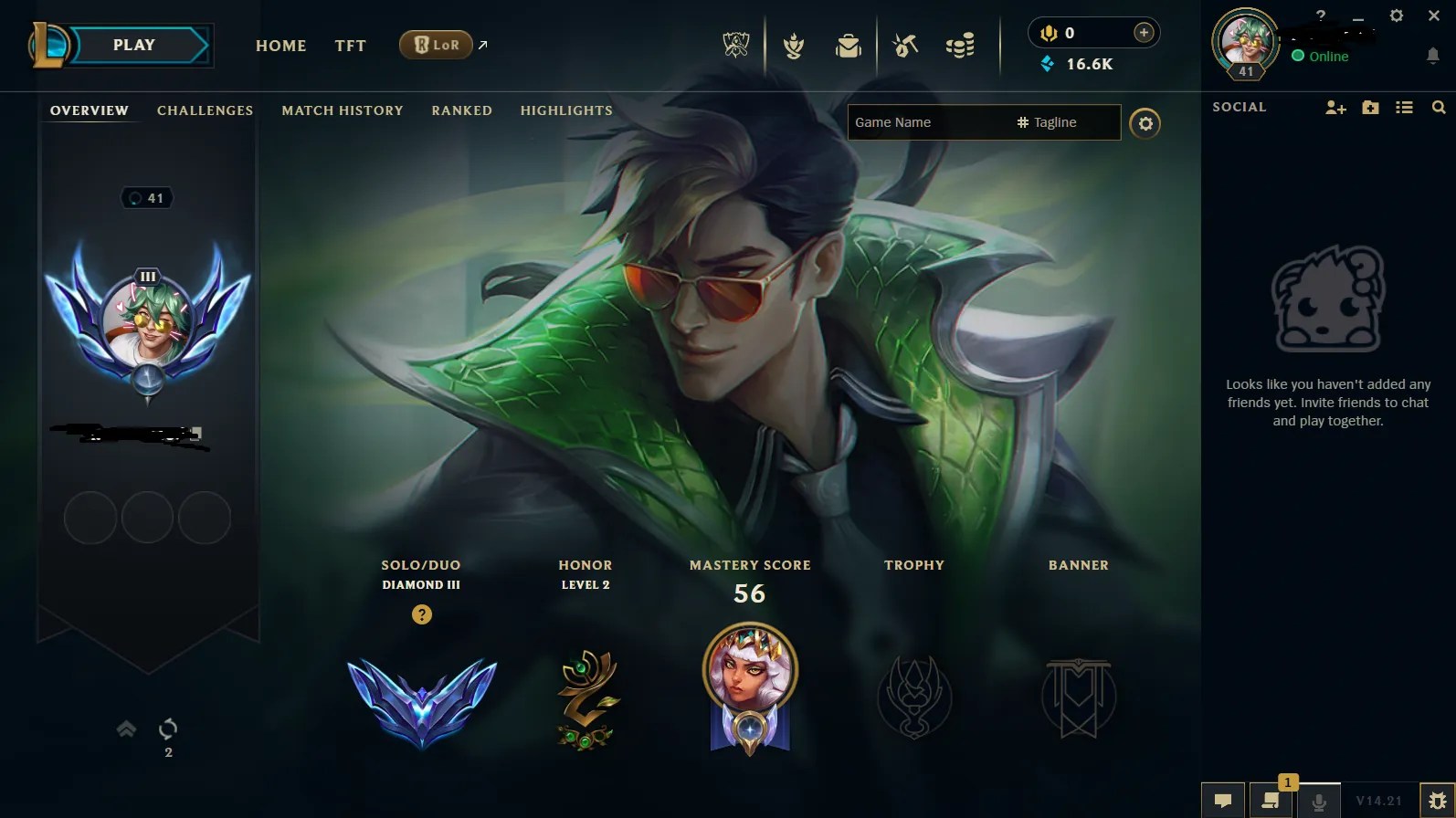 👑 EUW ⸱ Diamond 3 🎗️ S14 Split 3 ( Current ) 💎60 Winrate Mid / Jungle