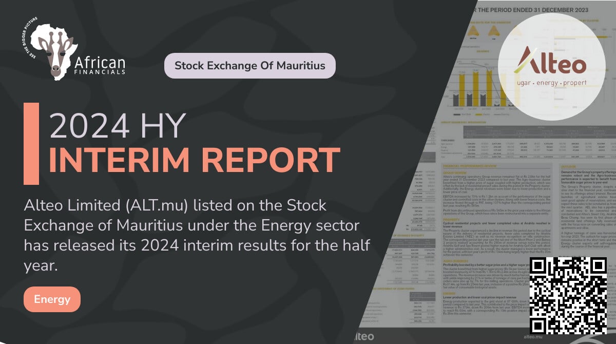Alteo Limited's Energy Cluster Revenues Decline Due to Lower Coal