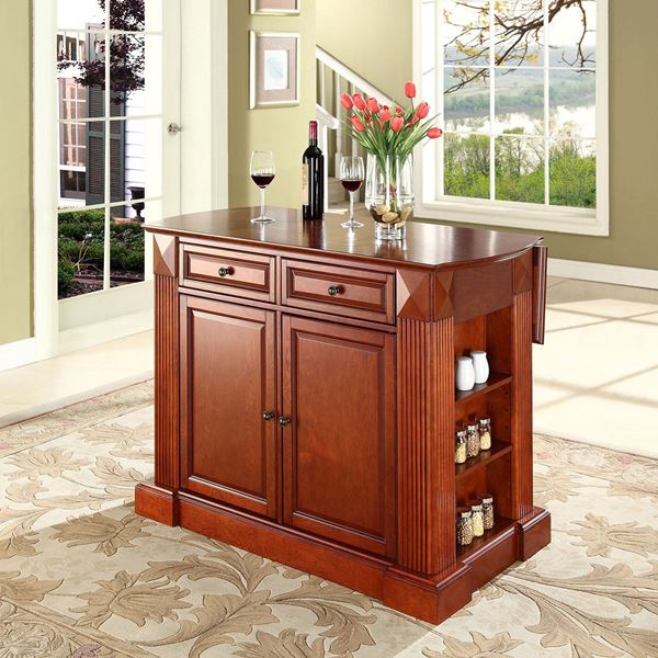 Drop Leaf Breakfast Kitchen Cart, Cherry *D KF30007CH