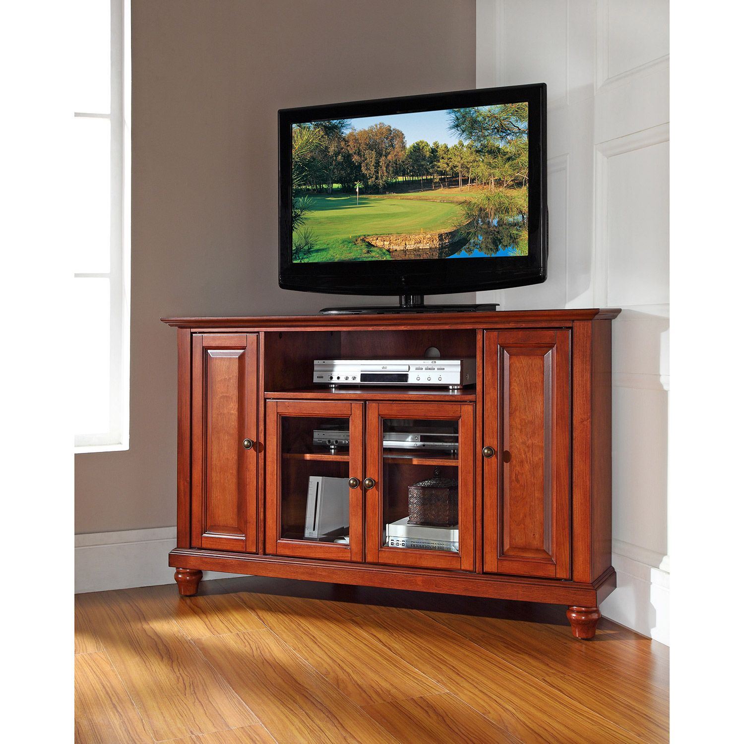 Cambridge 48in Corner TV Stand, Cherry *D KF10006DCH