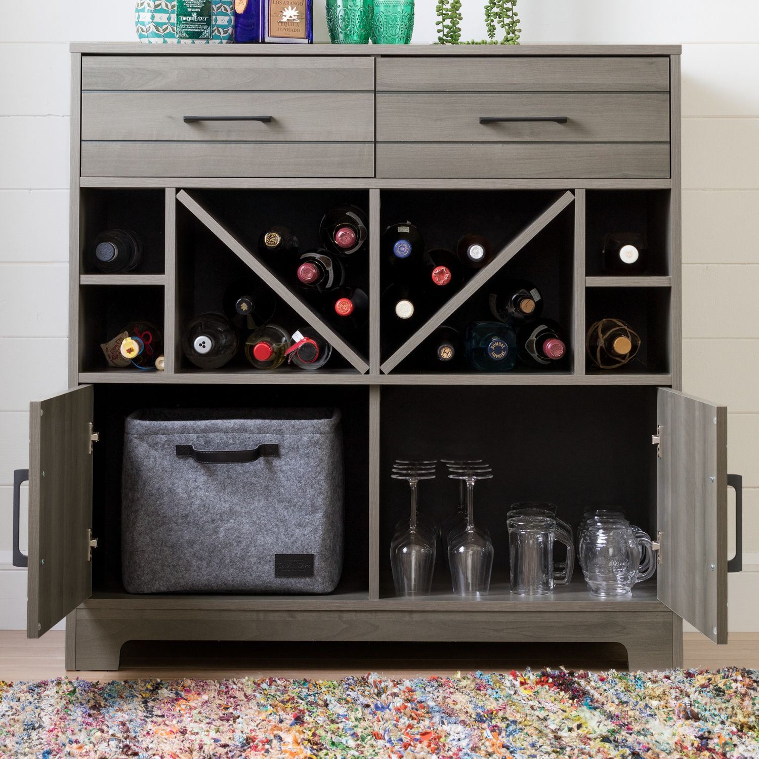 Vietti Bar with Bottle Storage, Gray *D 11030