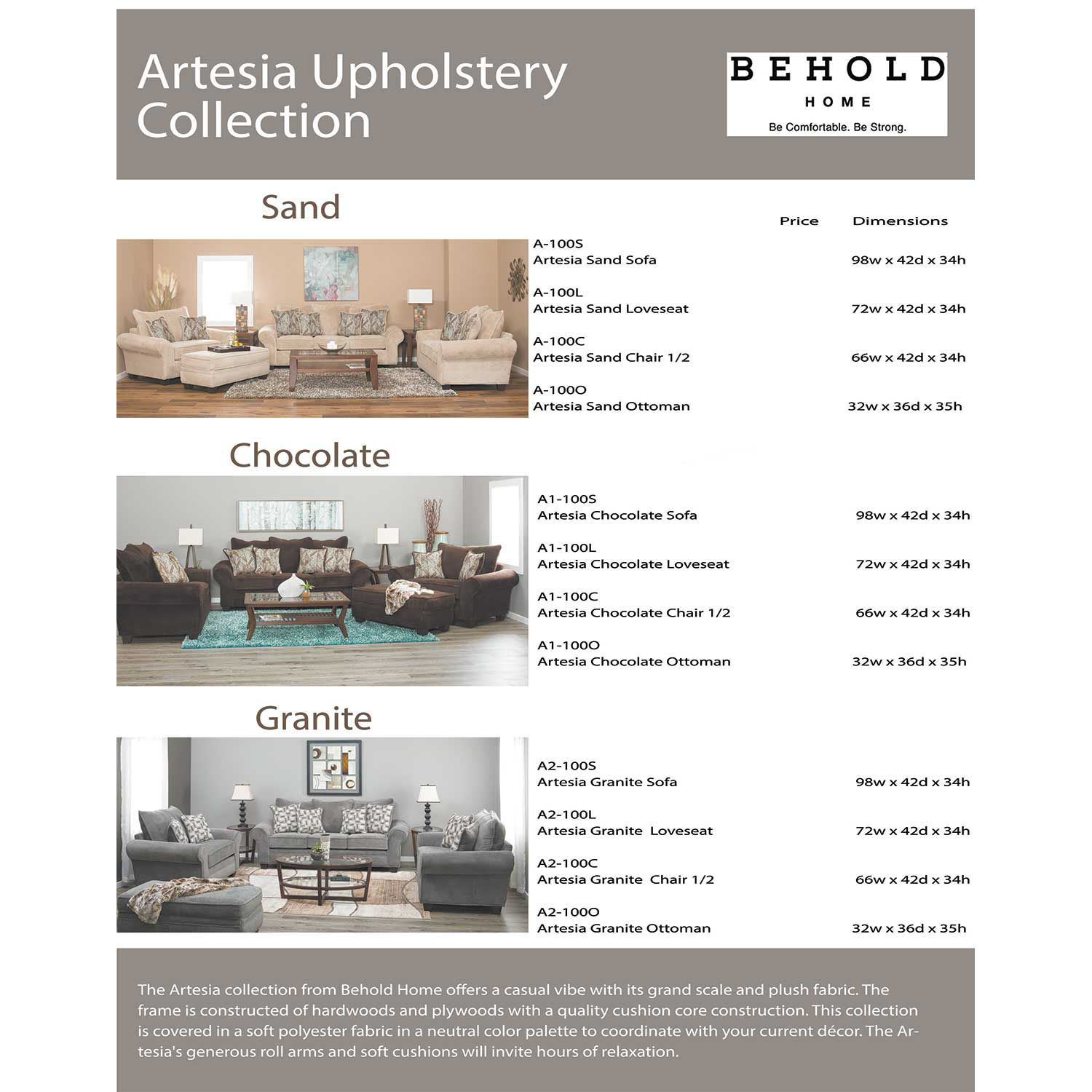 Artesia Granite Ottoman A2100O