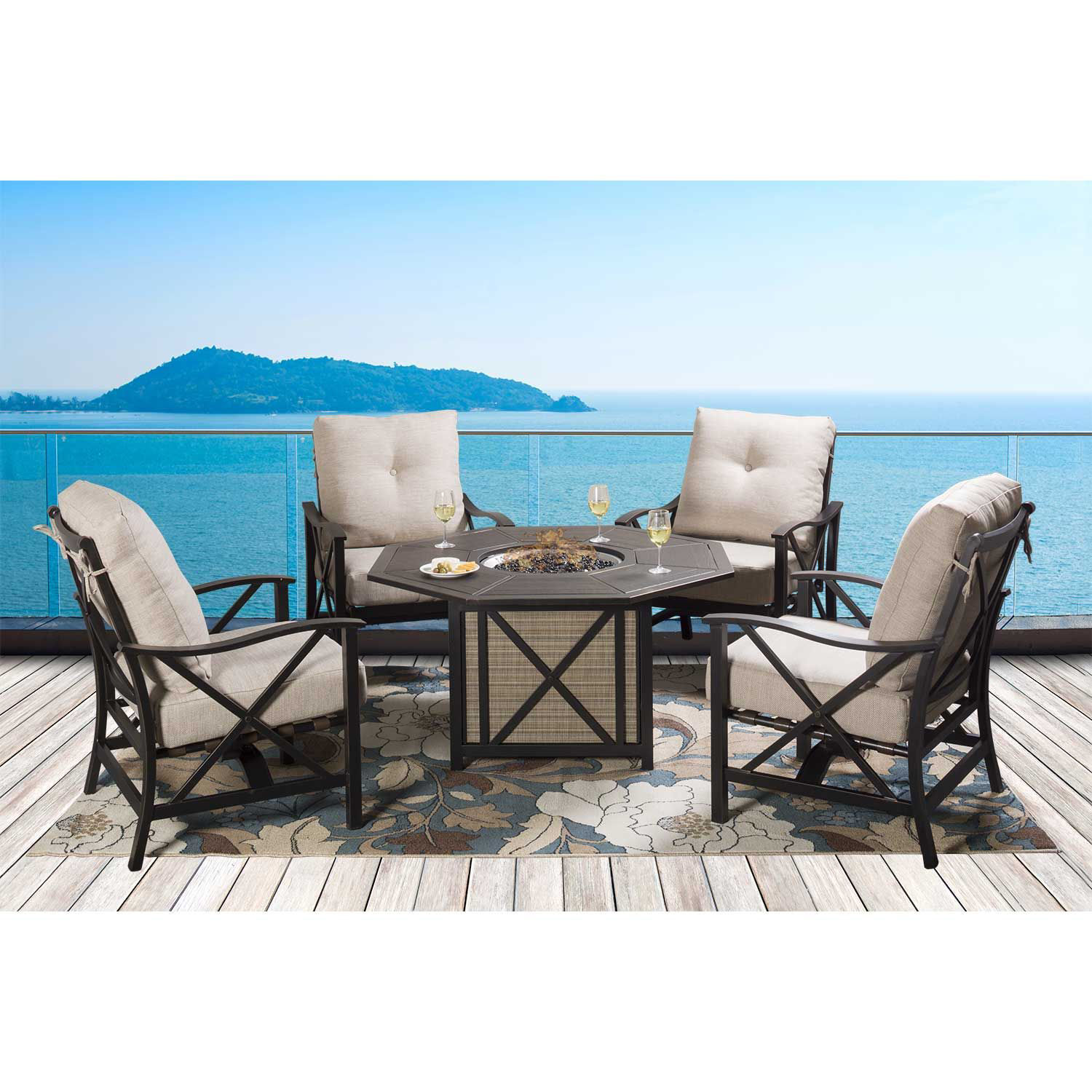 Denison 5 Piece Outdoor Patio Set DEN48A 48B CHR