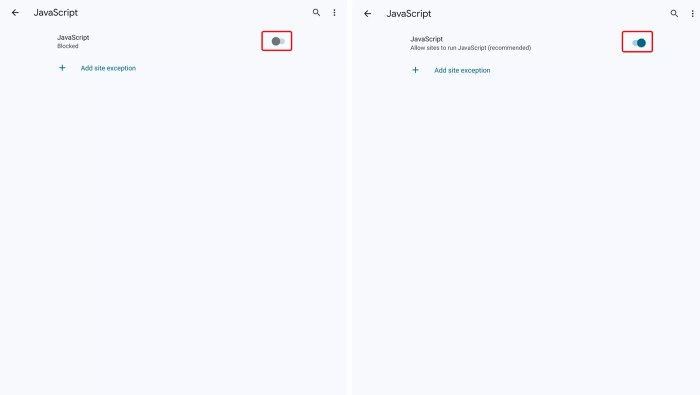 How to enable javascript on my android