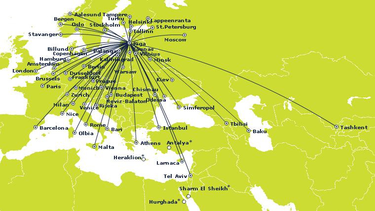 Air Baltic route map