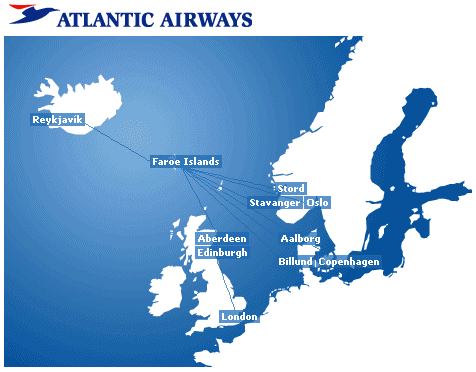 Atlantic Airways Route Map Atlantic Airways Route Map - International Routes