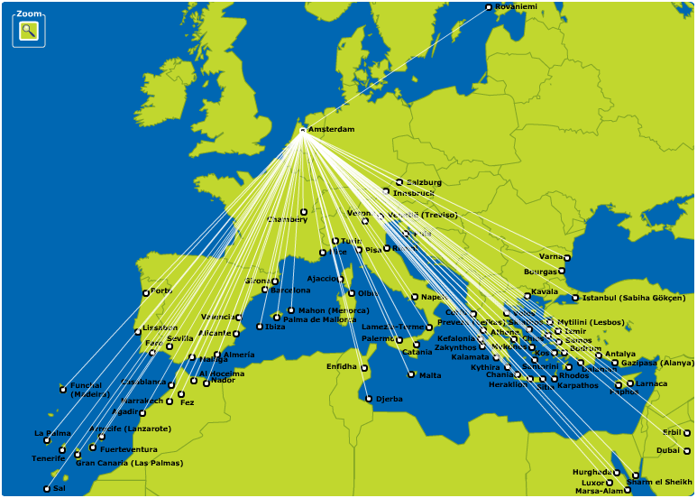 Transavia Carte Flying Blue Transavia route map