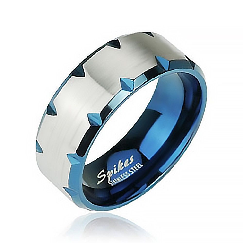 Herrenring Edelstahl Ring Herren Tribal Biker Bandring schwarz blau