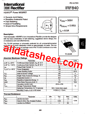 IRF840 Datasheet(PDF) - International Rectifier