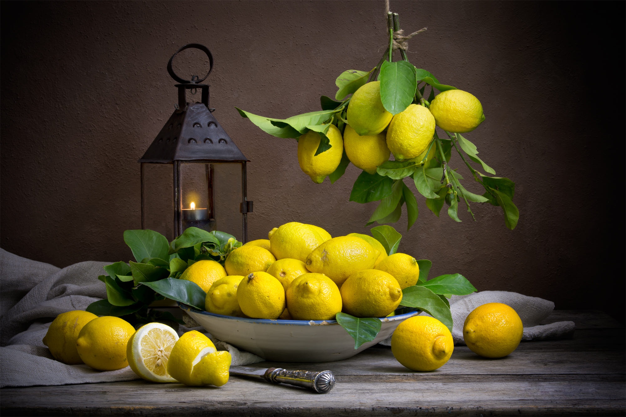 Download Still Life Fruit Lantern Food Lemon HD Wallpaper