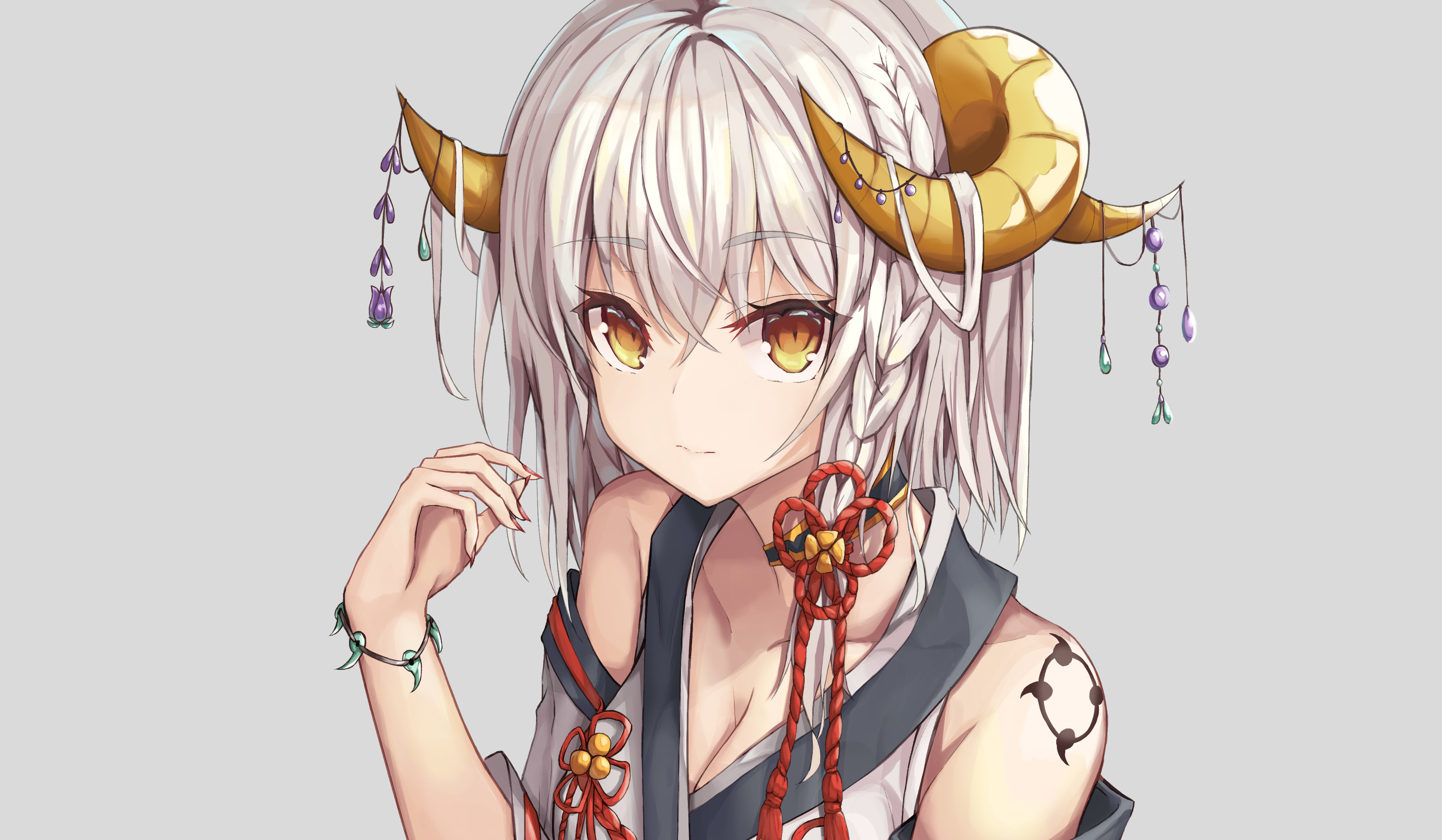 Anime Girl With White Hair And Yellow Eyes