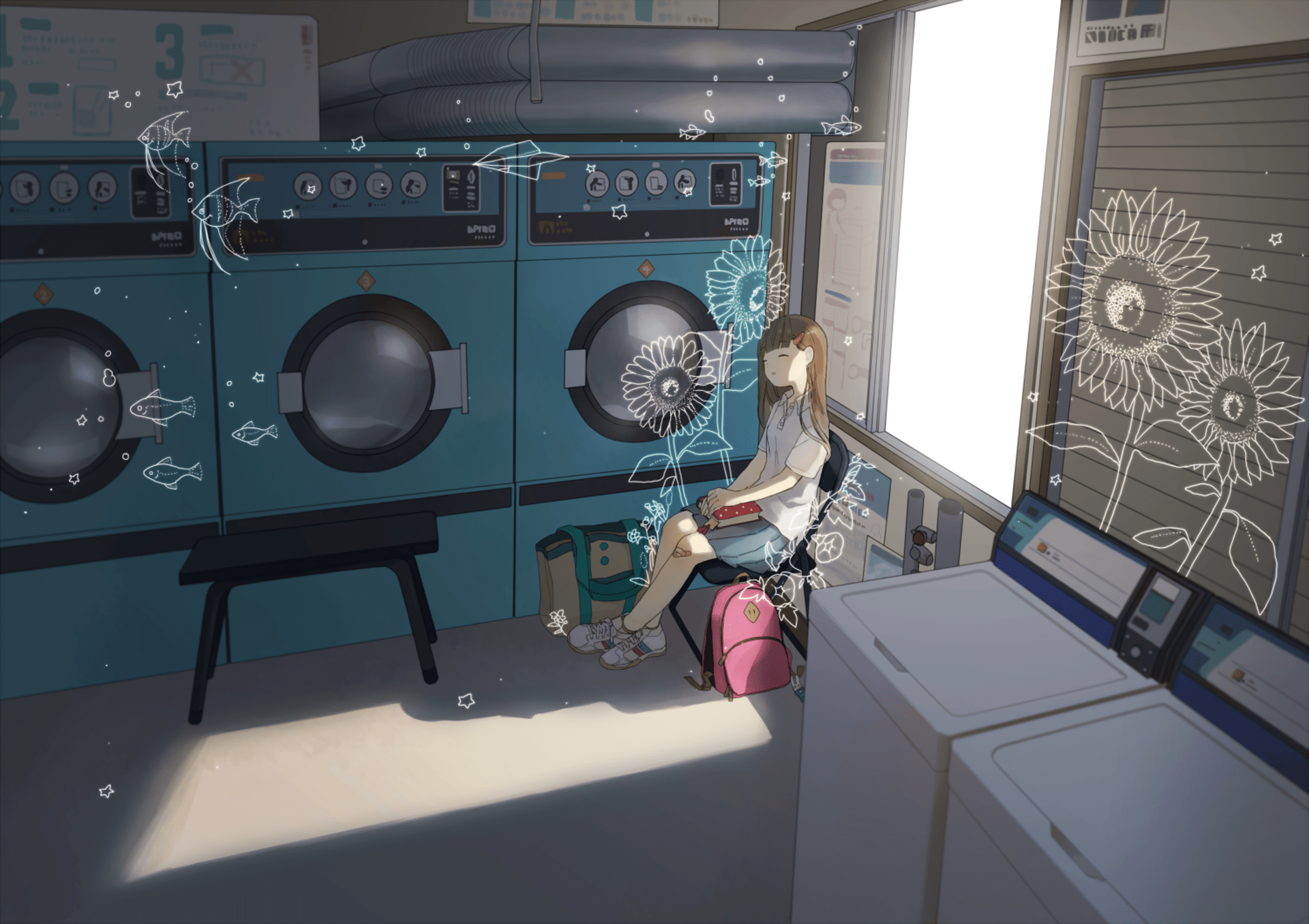 Serene Laundry Day Anime Hd Wallpaper By