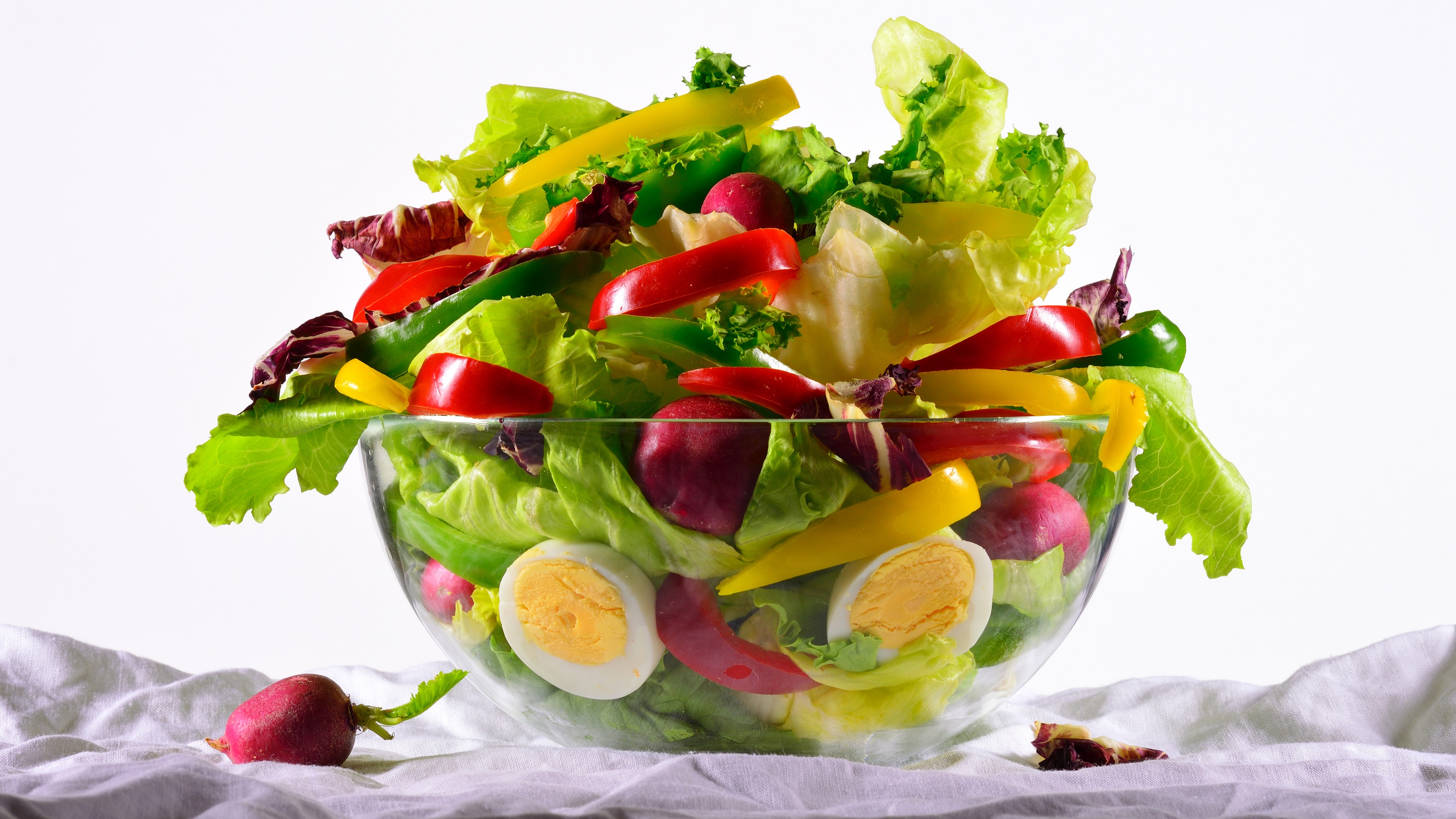 Download Radish Lettuce Vegetable Pepper Egg Food Salad 4k Ultra HD