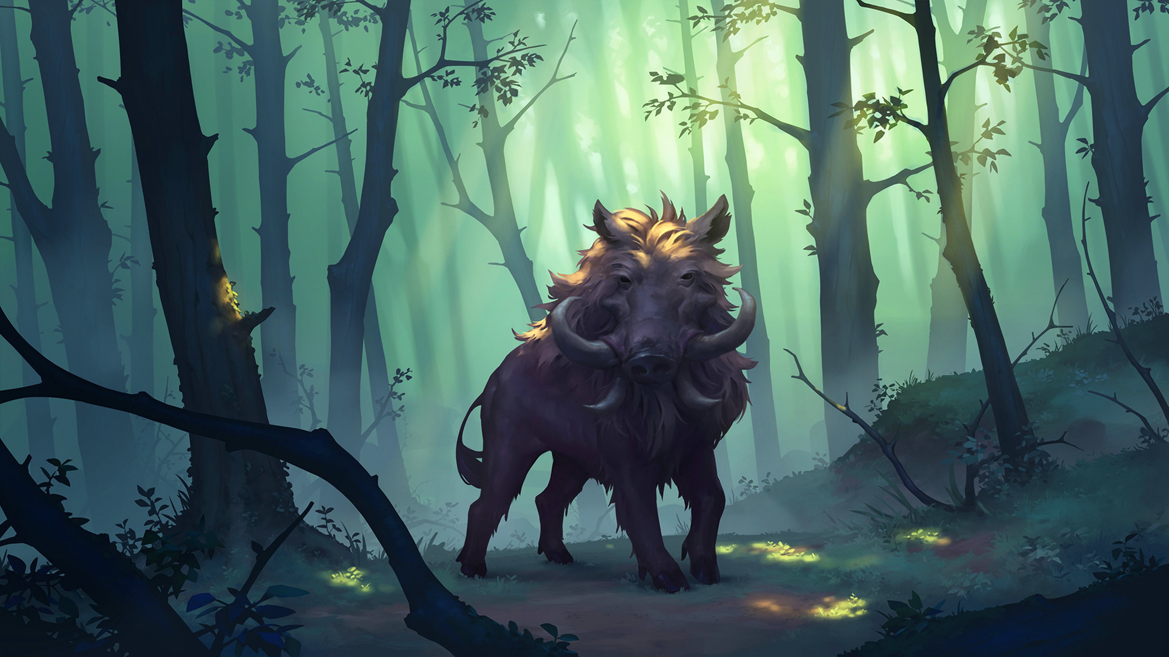 Download Boar Forest Fantasy Creature HD Wallpaper