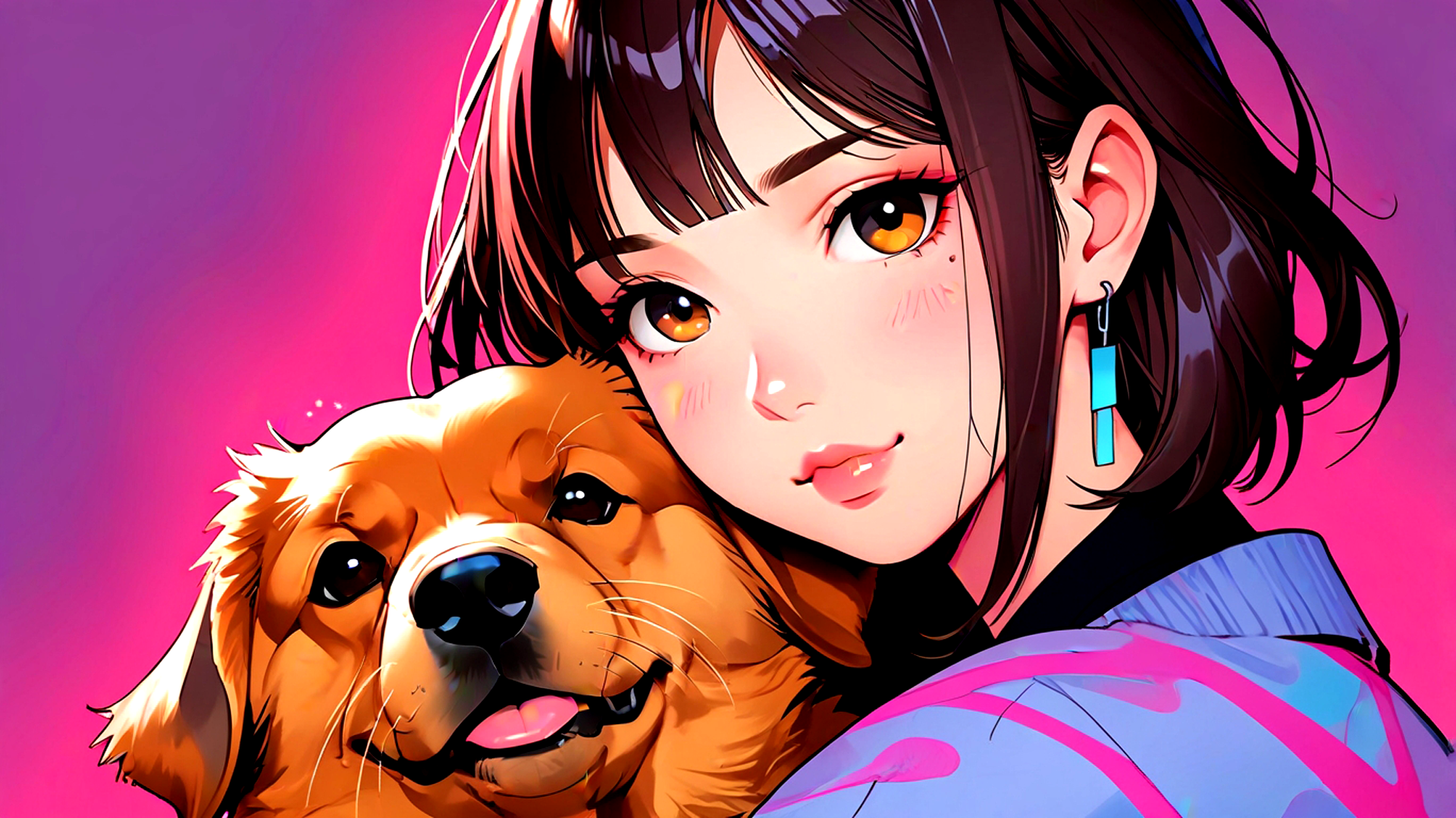 Download Girl Dog Anime Bestfriends Animal HD Wallpaper