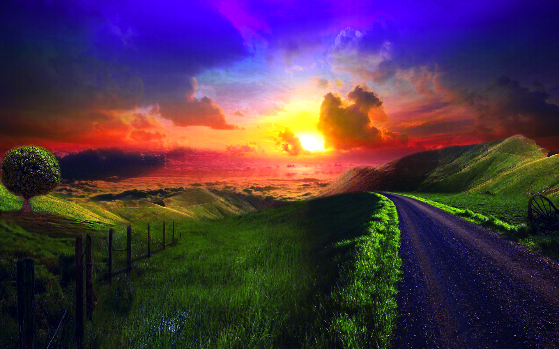 Breathtaking Sunset Road HD Nature Wallpaper