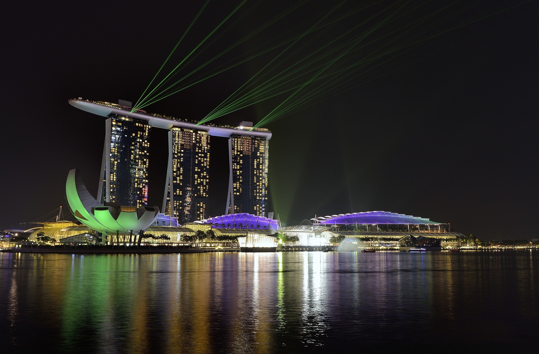 Download Night Marina Bay Man Made Singapore HD Wallpaper