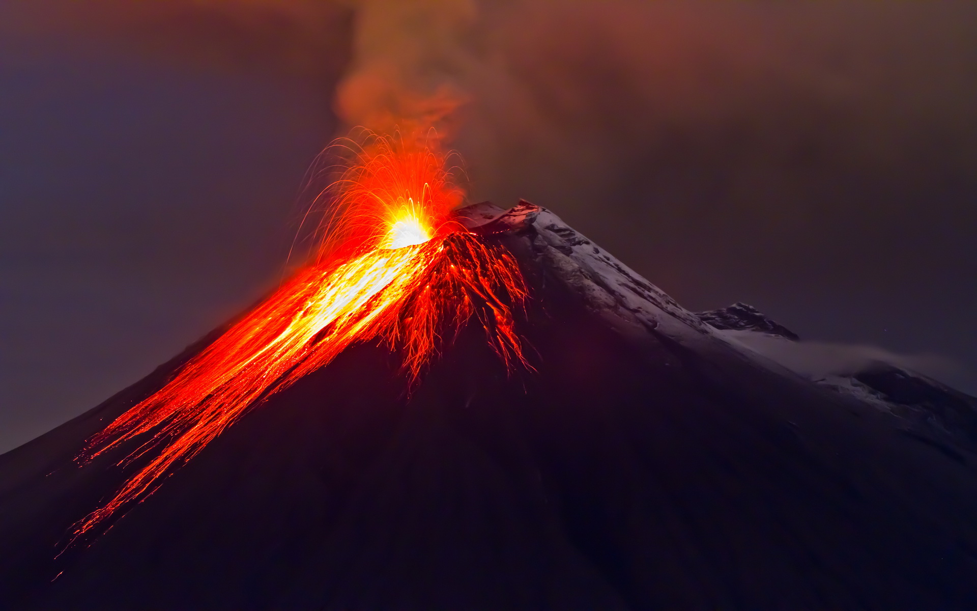 Eruption of the volcano with molten lava Full HD Bakgrund and Bakgrund 1920x1200 ID596554