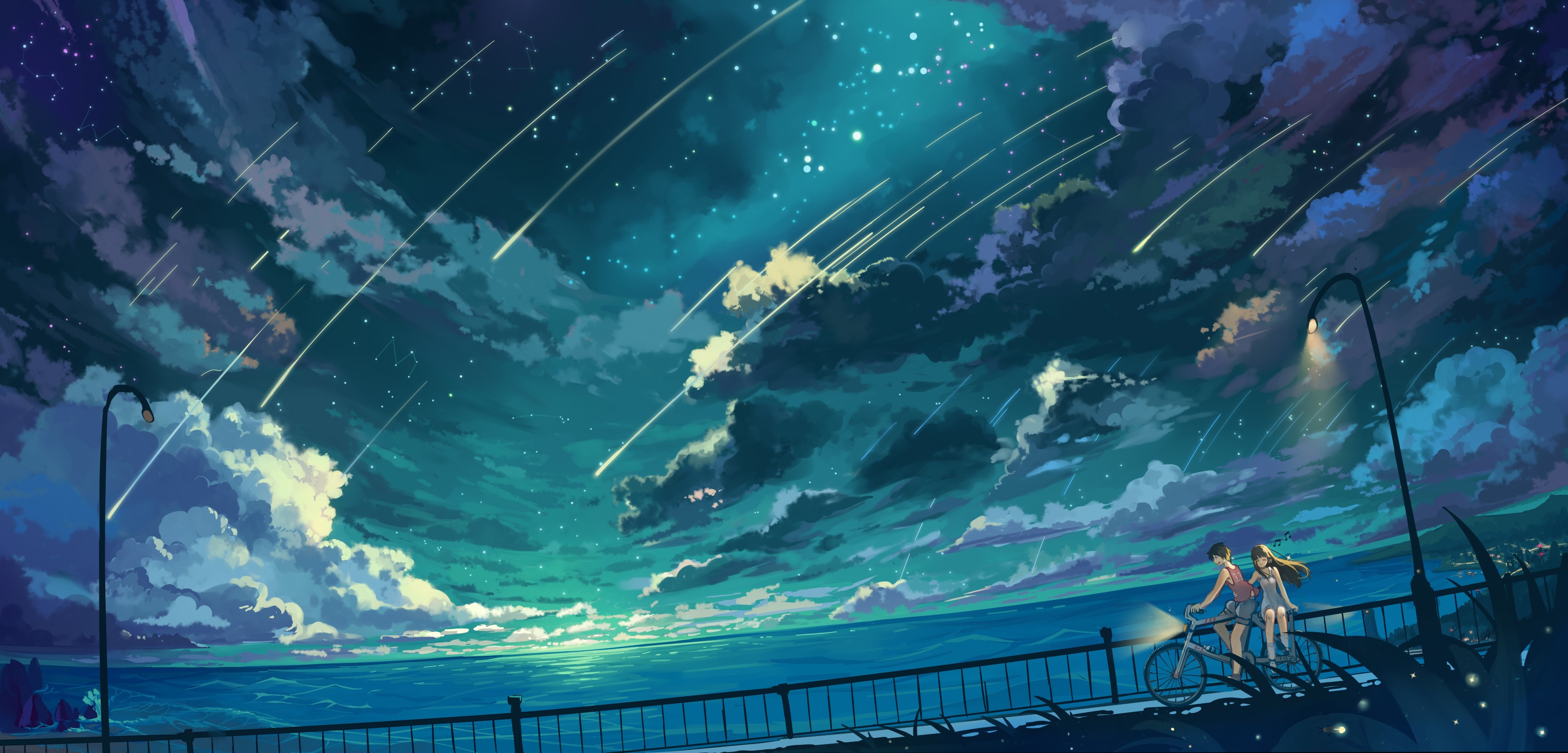 Wander under the stars HD Wallpaper Background Image 3500x1681