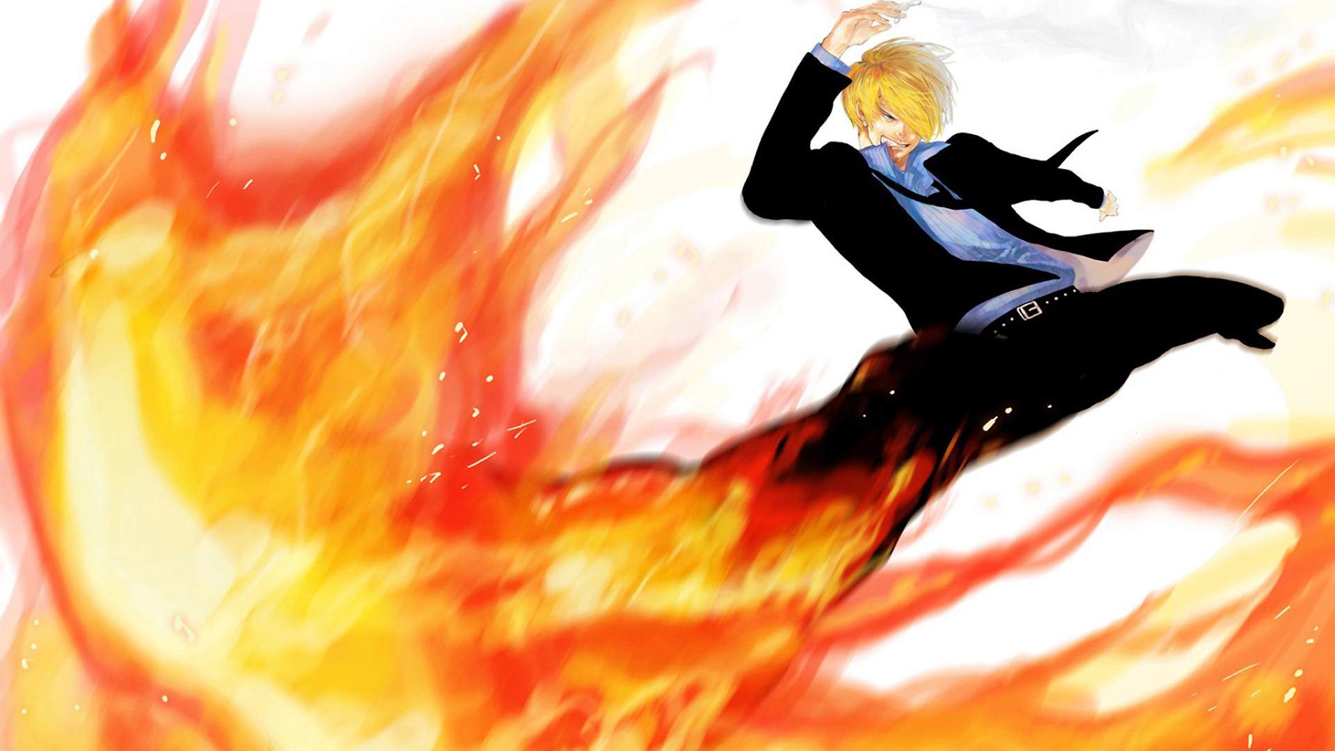 Sanji in Flames HD Wallpaper One Piece Anime by quanro