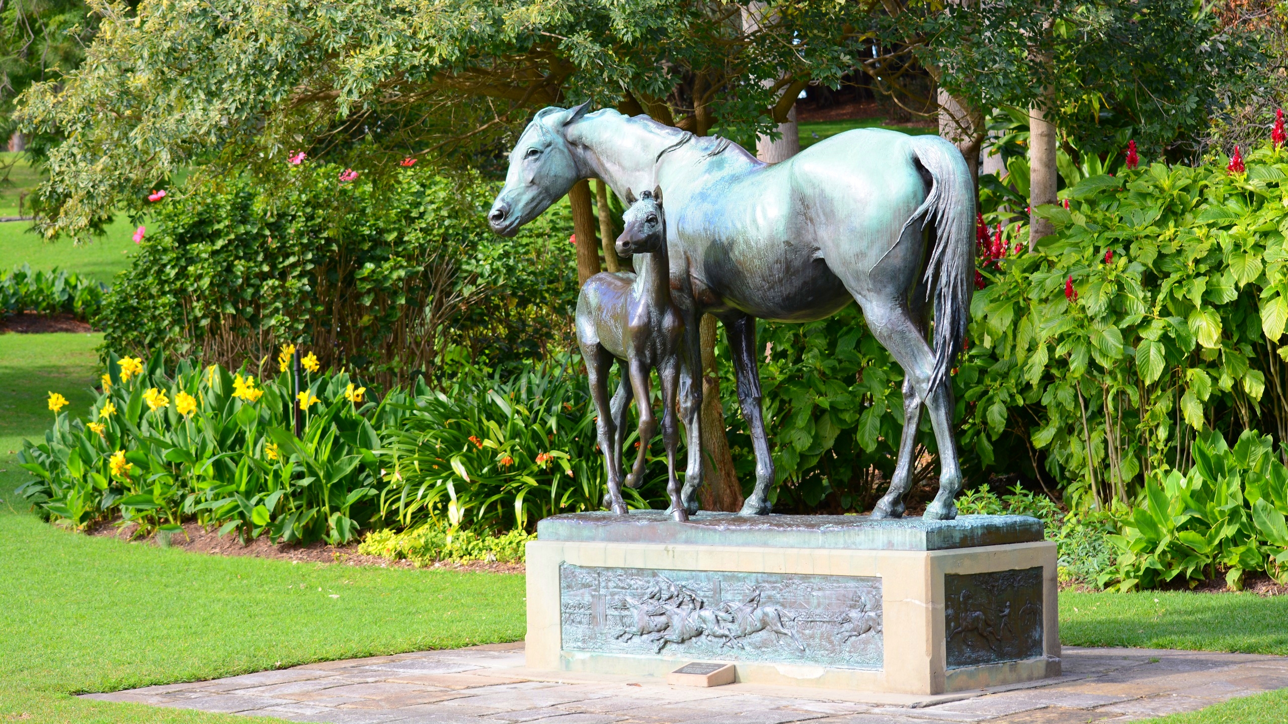 Mare And Foal Statue In The Royal Botanic Gardens Sydney Australia by
