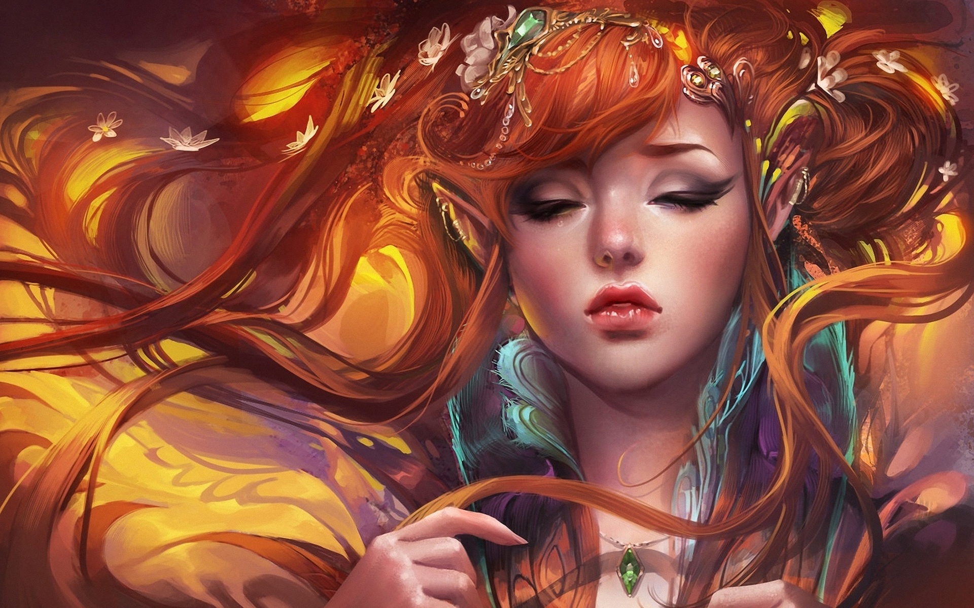 Enchanting RedHaired Elf Fantasy HD Wallpaper by Sakimichan