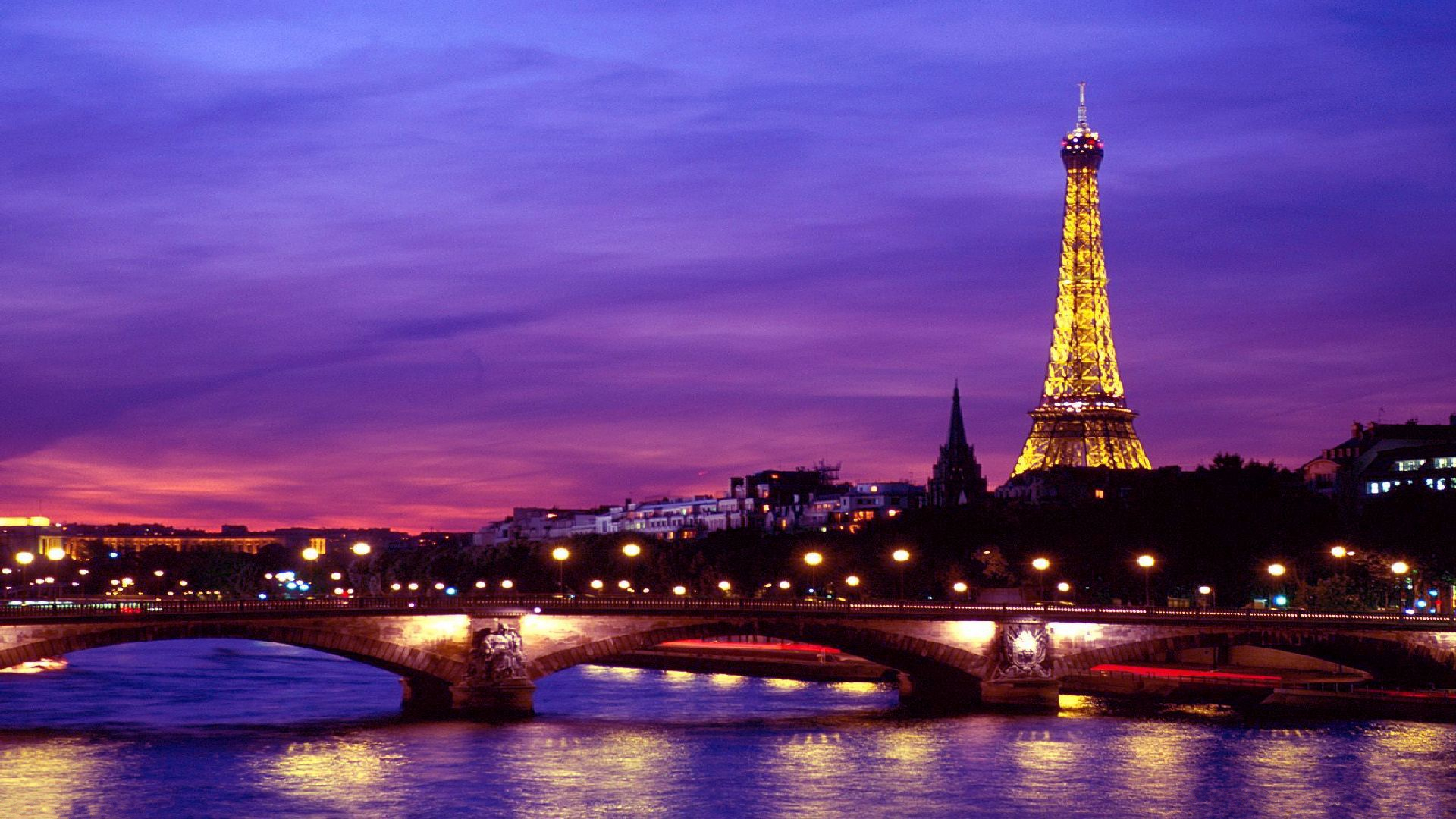 Download Light Bridge Seine France Paris Man Made Eiffel Tower HD Wallpaper